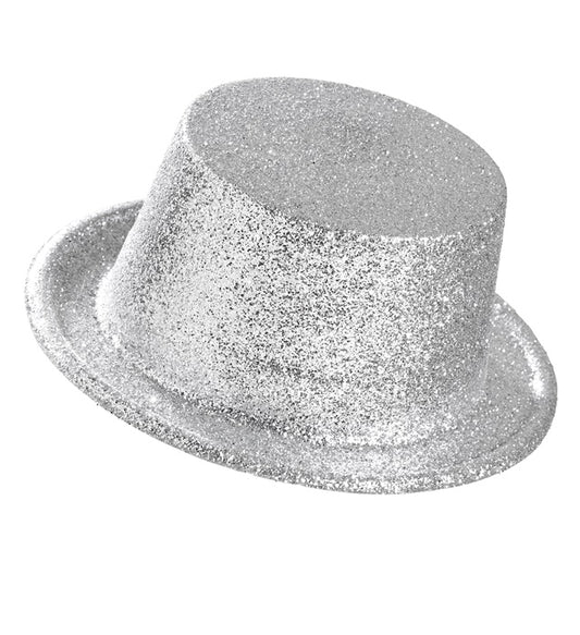 Silberner Zylinderhut für Fasnacht und Mottopartys