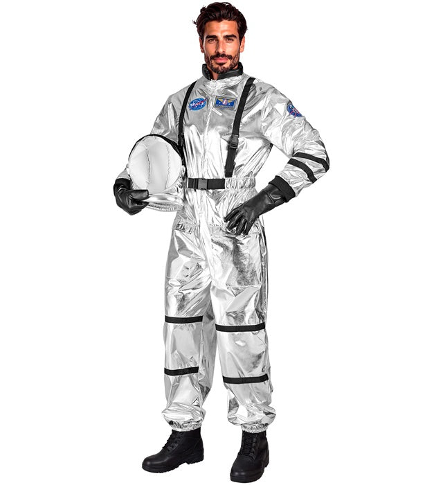 Silberner Astronauten-Overall mit Helm als Fasnacht-Kostüm