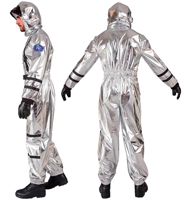 Silberner Astronauten-Overall mit Helm als Fasnacht-Kostüm