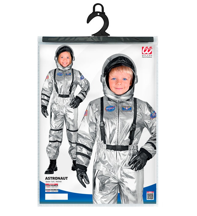 Silberner Astronauten-Kostüm Overall mit Helm für Fasnacht und Karneval