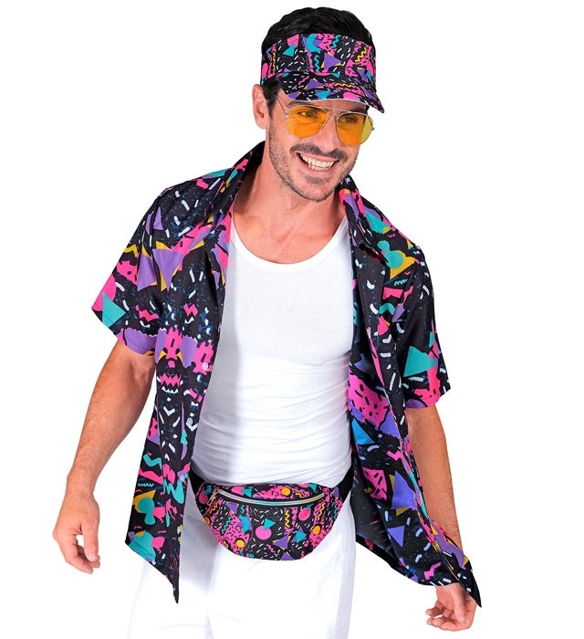 The 80s FUNKY FASHION schwarzes Hemd im 80er Jahre Stil für Fasnacht