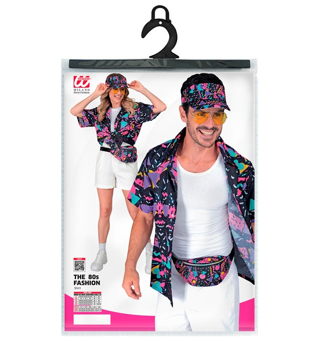The 80s FUNKY FASHION schwarzes Hemd im 80er Jahre Stil für Fasnacht