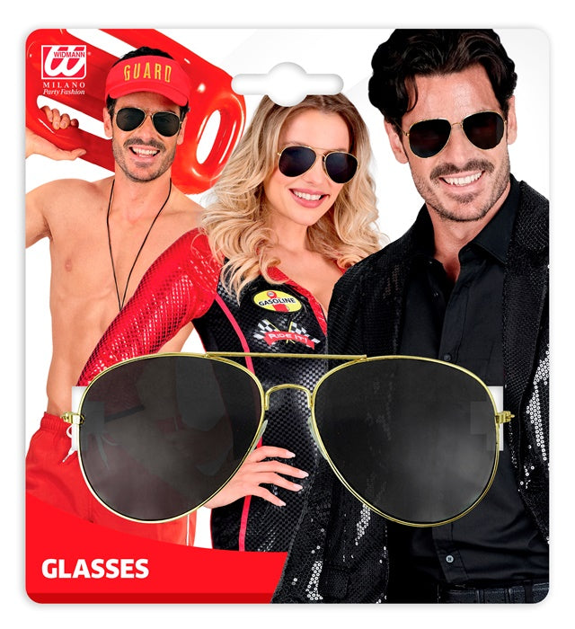 Schwarze Sonnenbrille mit dunklen Gläsern als Kostümzubehör