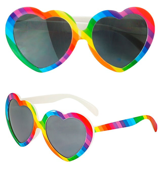 Regenbogen Herzbrille mit buntem Rahmen und Herzform als Fasnachts-Accessoire