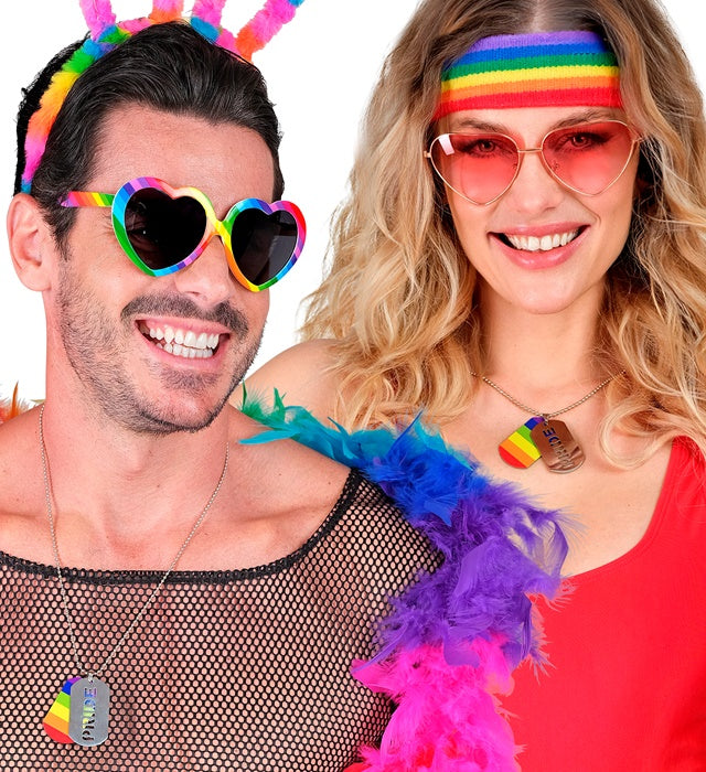 Bunte Pride Tag Kette in Regenbogenfarben für Fasnacht und Karneval