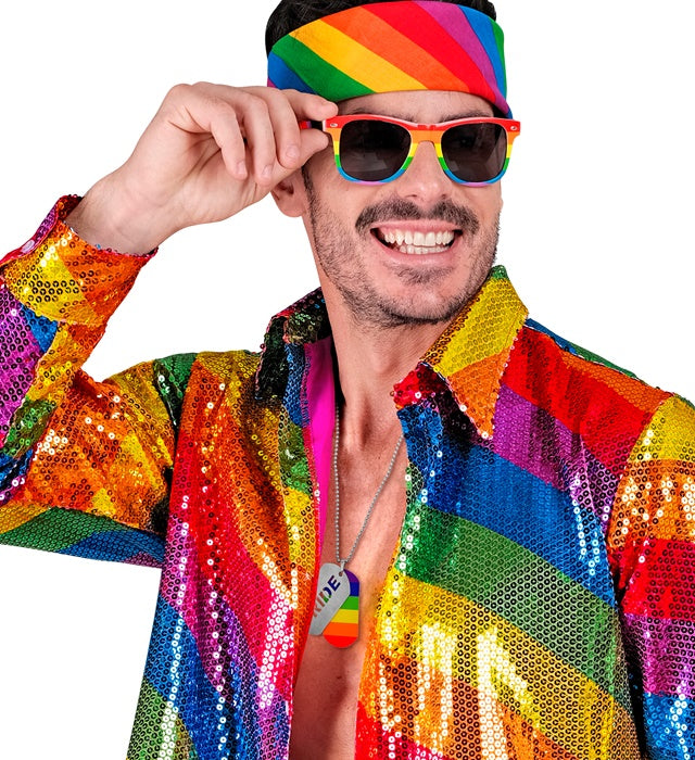 Bunte Pride Tag Kette in Regenbogenfarben für Fasnacht und Karneval