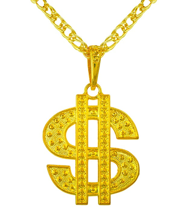 Dollar-Kette mit Anhänger 70 cm auf schwarzem Hintergrund