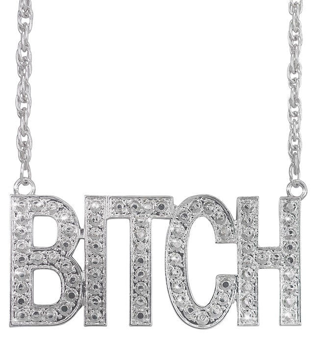 65 cm lange BITCH Kette als Statement-Schmuck für Fasnacht