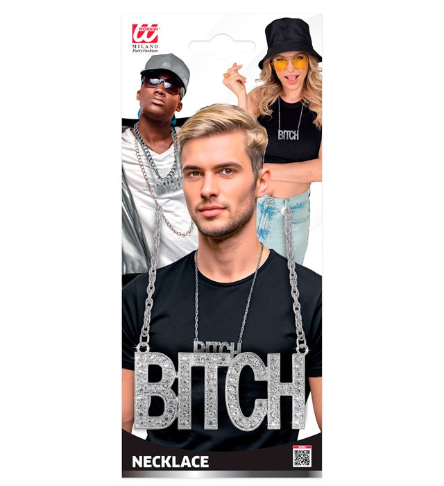 65 cm lange BITCH Kette als Statement-Schmuck für Fasnacht