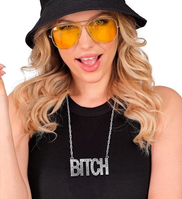 65 cm lange BITCH Kette als Statement-Schmuck für Fasnacht