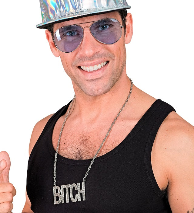 65 cm lange BITCH Kette als Statement-Schmuck für Fasnacht