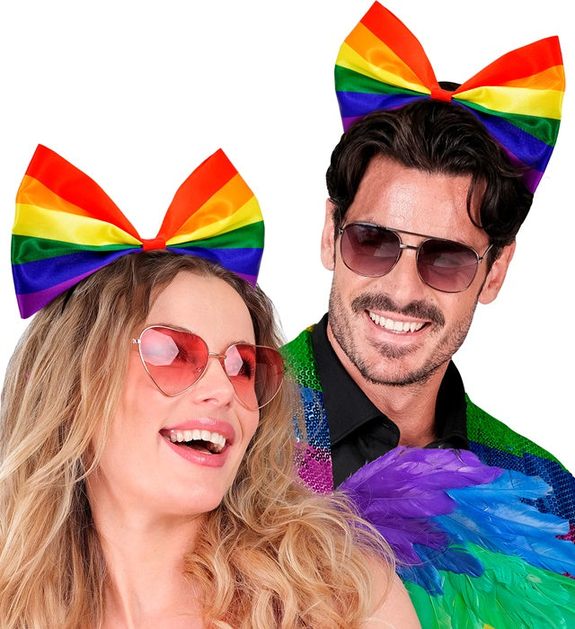 Regenbogen Schleifen-Haarreif buntes Fasnachts-Accessoire