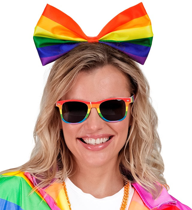 Regenbogen Schleifen-Haarreif buntes Fasnachts-Accessoire