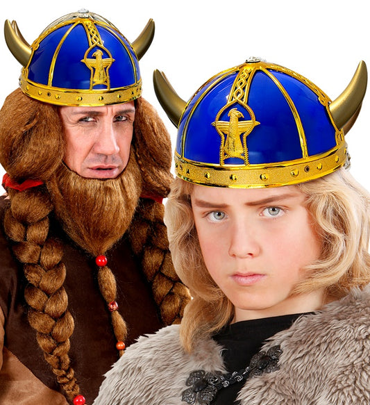 Wikingerhelm aus metallischem Hartplastik mit Hörnern für Fasnacht