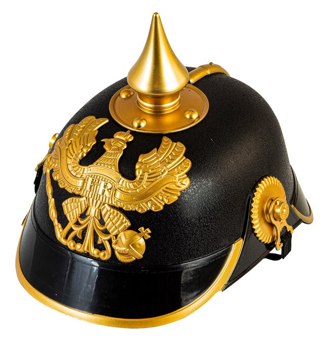 Pickelhaube aus Hartplastik mit Metallspitze für Fasnacht