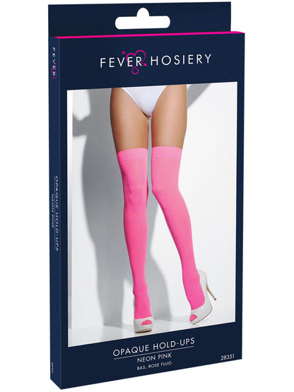 Smiffys FEVER Opaque Hold-Ups, Neon Pink AC für Damen