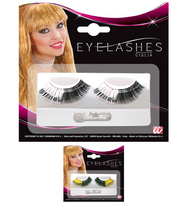 Metallisierte Celebrity Wimpern in Schwarz-Gold und Schwarz-Silber mit Klebstofftube