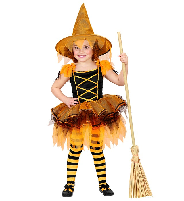 Ballerina Hexe Kostüm mit schwarzem Tutu und Hexenhut für Fasnacht