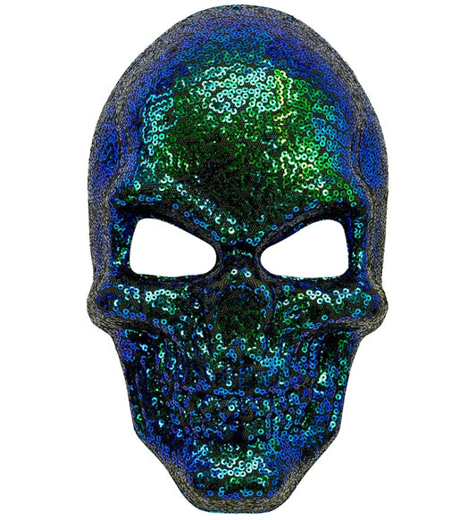 Pailletten Totenkopfmaske mit elastischem Band für Halloween und Fasnacht