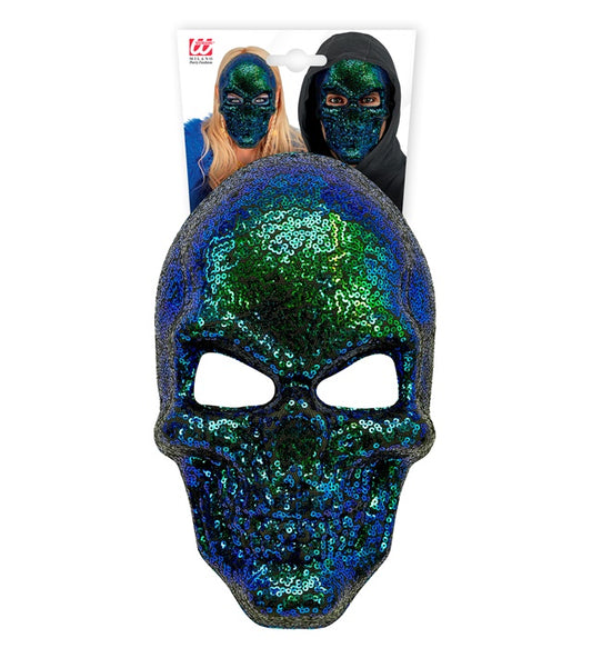 Pailletten Totenkopfmaske mit elastischem Band für Halloween und Fasnacht