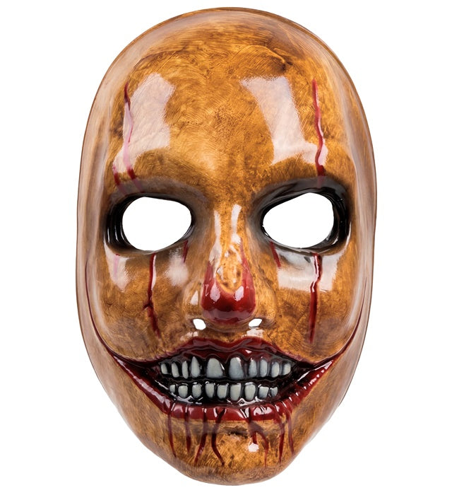 Psycho Clown Maske aus Plastik mit gruseligem Design für Fasnacht und Halloween