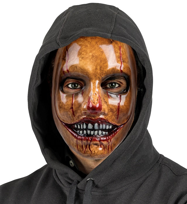 Psycho Clown Maske aus Plastik mit gruseligem Design für Fasnacht und Halloween