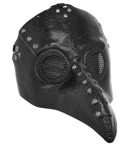 Pestdoktor Maske aus Hartplastik mit langem Schnabel und schwarzen Details