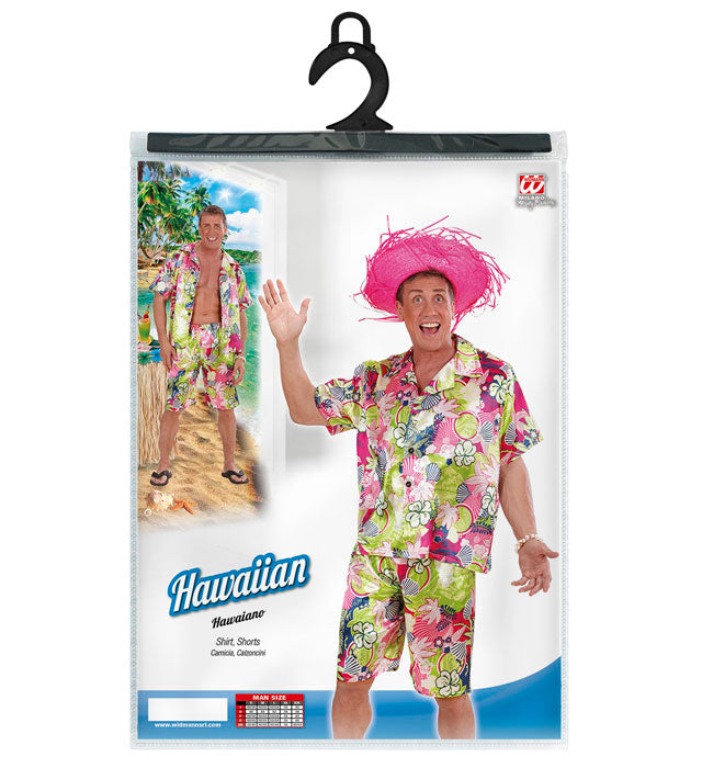 Hawaii-Kostüm mit buntem Hemd und Shorts für Fasnacht und Karneval