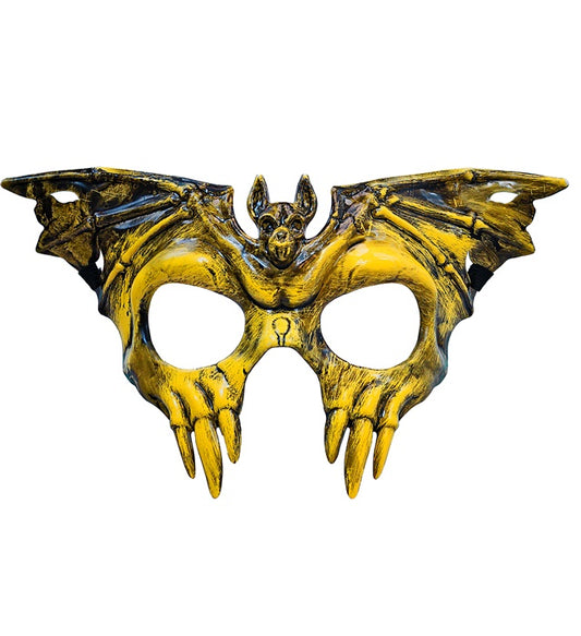 Totenkopf Fledermaus Maske aus schwarzem Hardplastik mit elastischem Band