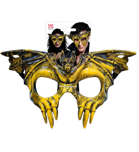Totenkopf Fledermaus Maske aus schwarzem Hardplastik mit elastischem Band