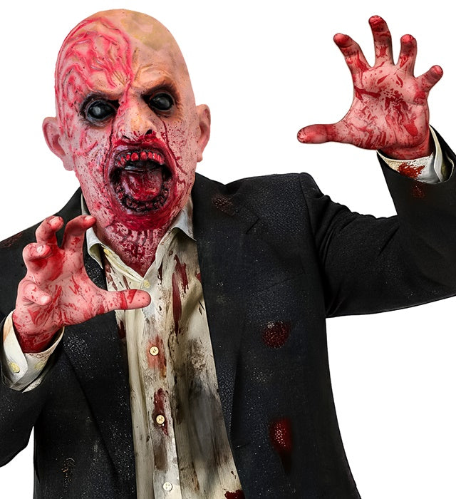 Latex Zombie Vollkopfmaske mit Hals- und Nackenbereich für Halloween