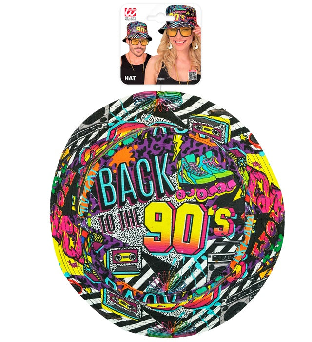 90er Jahre Anglerhut in Retro-Design für Fasnacht und Mottopartys