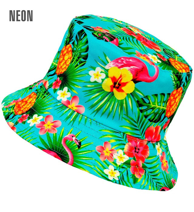 Neon Flamingo Anglerhut in leuchtendem Pink mit Flamingo-Motiv