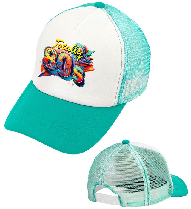 80er Jahre Basecap im bunten Retro-Stil auf weissem Hintergrund