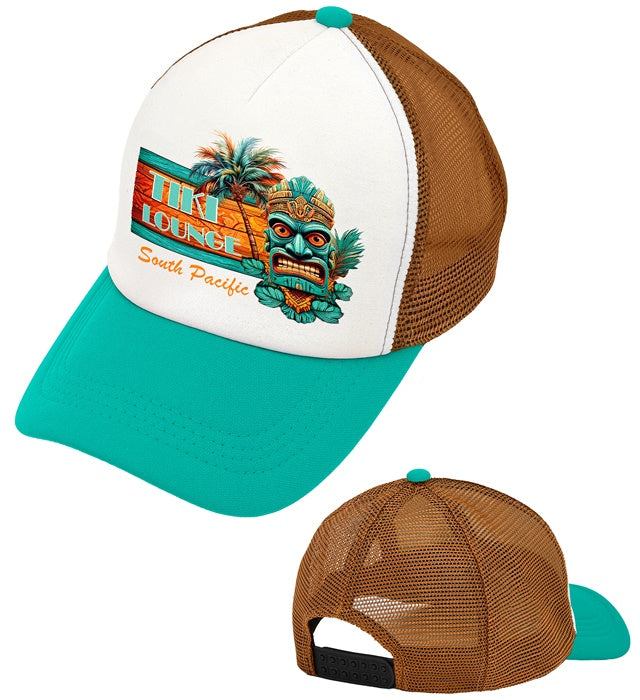 Sommer Tiki Party Basecap mit tropischem Tiki-Motiv in bunten Farben
