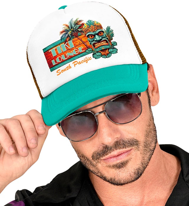 Sommer Tiki Party Basecap mit tropischem Tiki-Motiv in bunten Farben