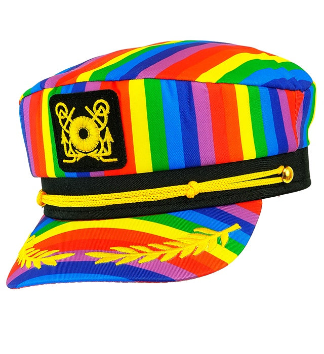Kapitänsmütze mit Regenbogenfarben für Fasnacht und Pride