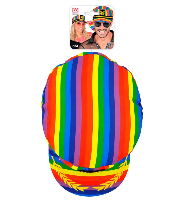Kapitänsmütze mit Regenbogenfarben für Fasnacht und Pride