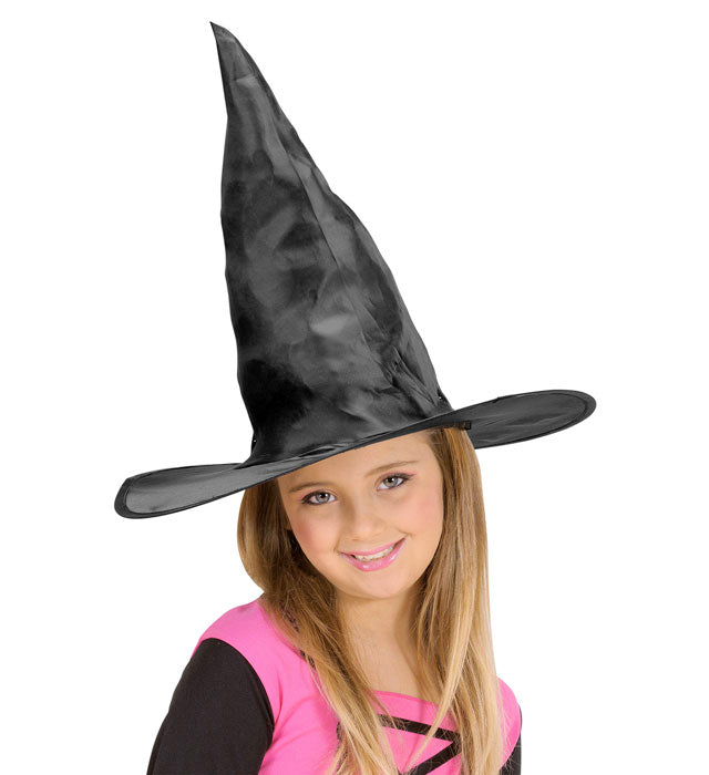 Schwarzer spitzer Hexenhut für Halloween und Fasnacht