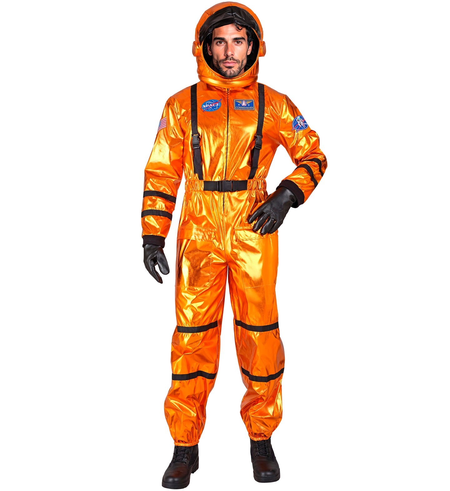 Oranger Astronaut Commander Kostüm mit Helm