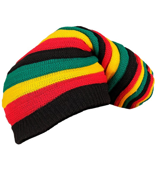 Bunte Rasta-Mütze in Rot, Gelb und Grün als Fasnachts- und Karnevalszubehör
