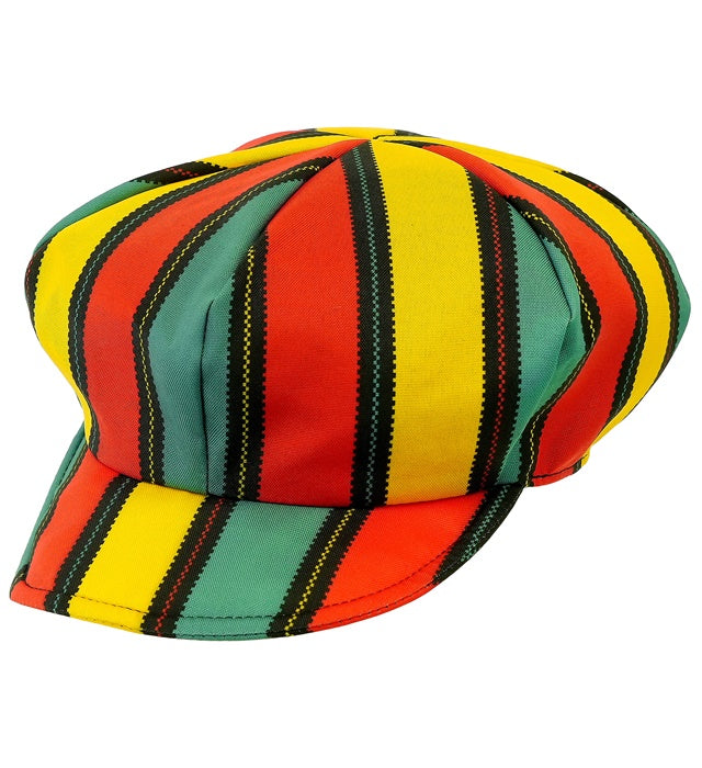 Bunte Rasta Kappe mit langen Zöpfen in Rot, Gelb, Grün und Schwarz