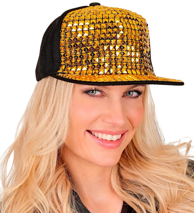 Goldene Bling Bling Hip Hop Basecap für Fasnacht und Karneval