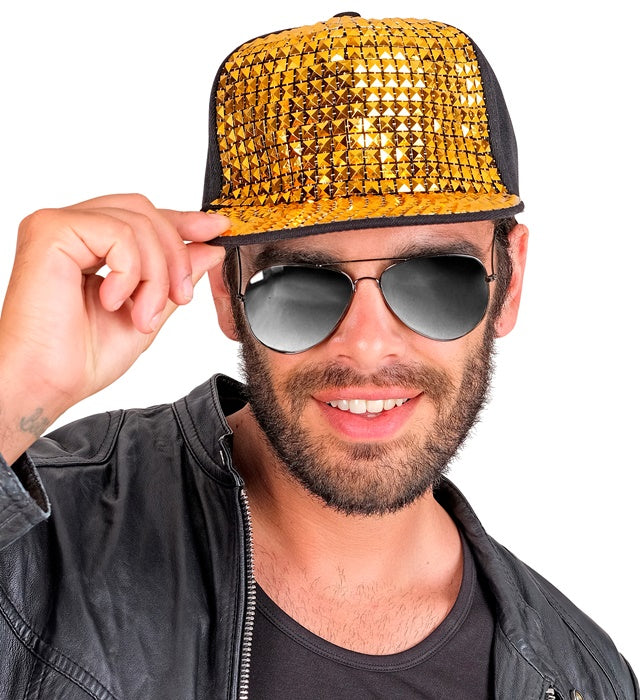 Goldene Bling Bling Hip Hop Basecap für Fasnacht und Karneval