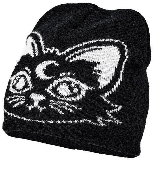 Kinder Beanie Mütze mit Katzenohren in Schwarz