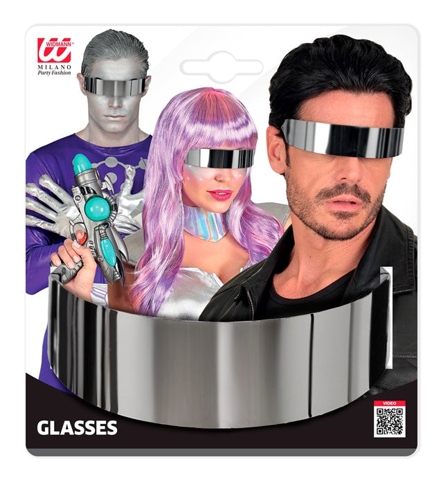 Spiegelbrille mit reflektierenden Gläsern als Fasnachts-Accessoire