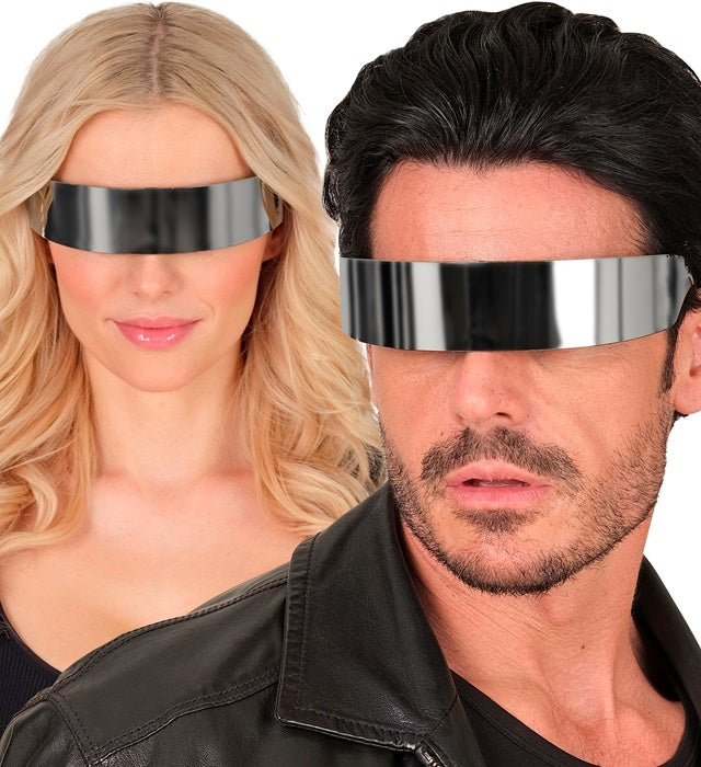 Spiegelbrille mit reflektierenden Gläsern als Fasnachts-Accessoire