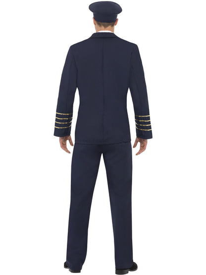 Smiffys Piloten-Kostüm für Herren in Navy Blue mit Jacke, Hose und Hut – Detailansicht