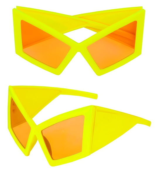 Neon gelbe überdimensionale Riesenbrille für Fasnacht und Karneval