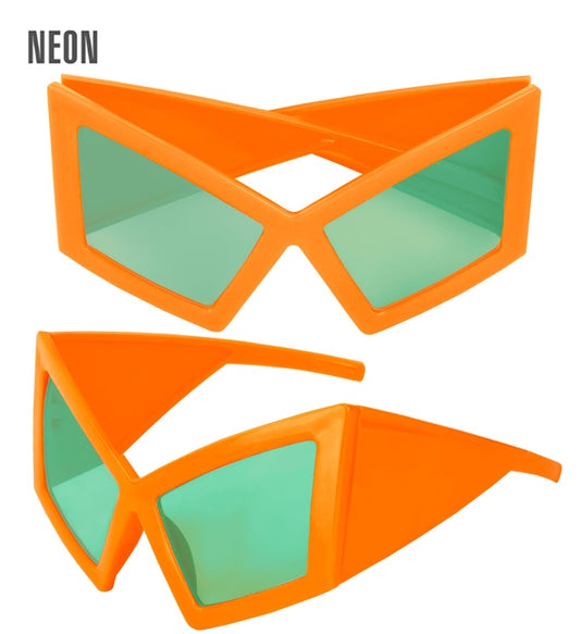 Neon orange große Riesenbrille als Fasnacht-Accessoire